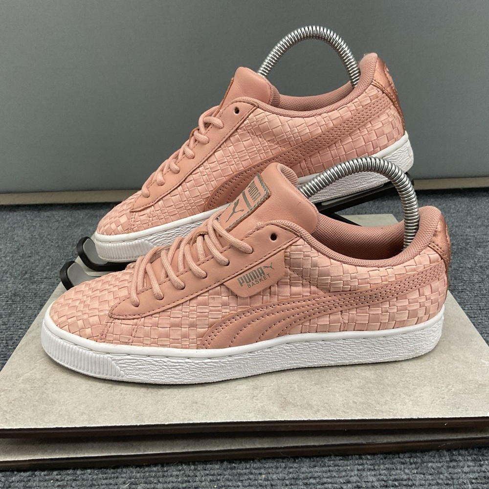 Puma Women's Size 6.5 Basket Satin EP Sneaker Shoes Pink 36591501 Lace Up Woven